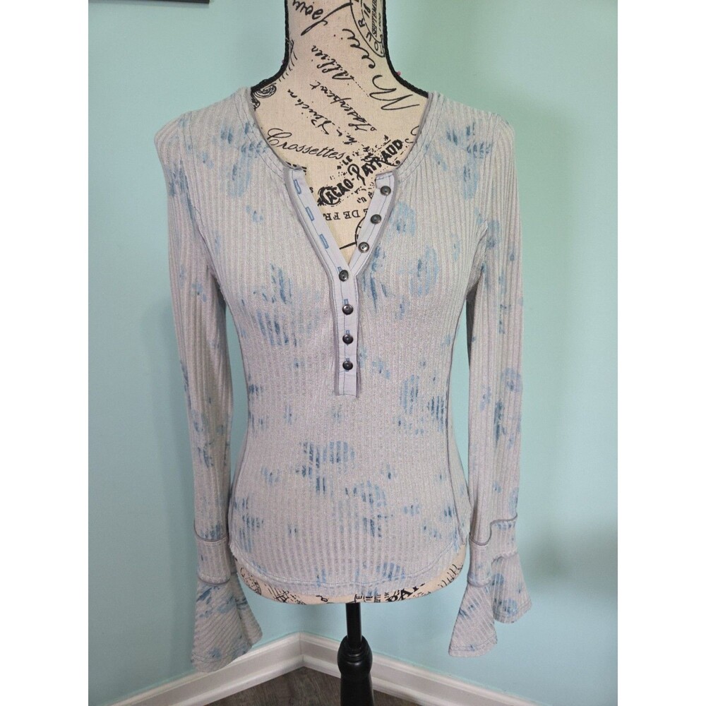 Free People Tops Free People Layer Me Henley Top Small Bell Sleeve hippie